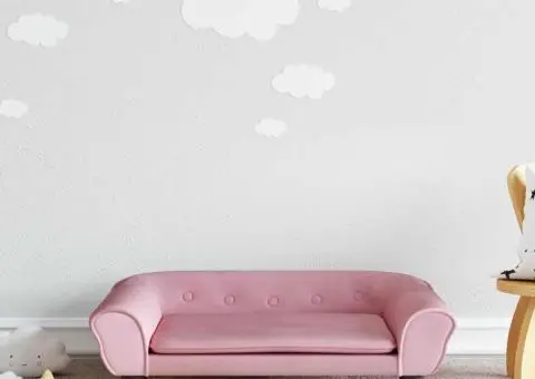 Canapea pentru copii, roz, 70x45x26 cm, catifea - 1/5