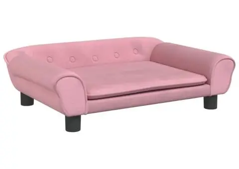 Canapea pentru copii, roz, 70x45x26 cm, catifea - 2/5