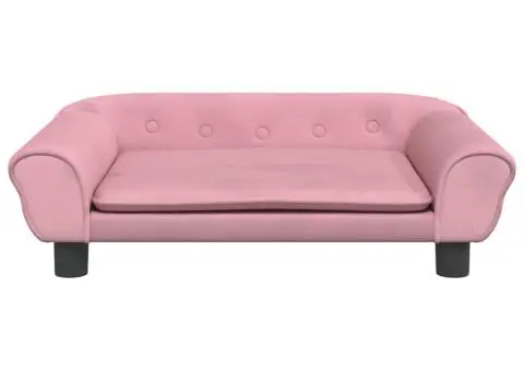 Canapea pentru copii, roz, 70x45x26 cm, catifea - 3/5