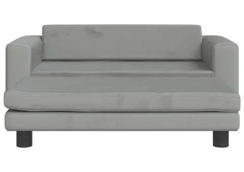 Canapea pentru copii cu taburet gri deschis 100x50x30cm catifea - 3/5