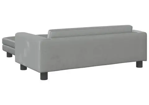 Canapea pentru copii cu taburet gri deschis 100x50x30cm catifea - 5/5