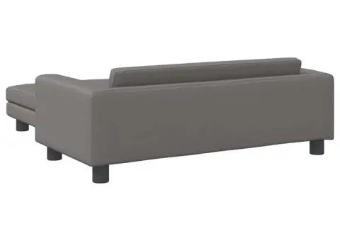 Canapea copii cu taburet gri 100x50x30cm piele ecologică - 5/5