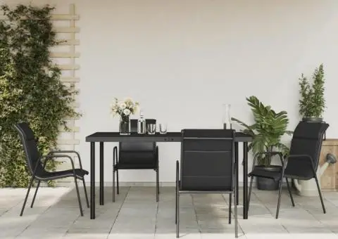 Set mobilier de grădină, 5 piese, negru, oțel și textilenă - 1/5