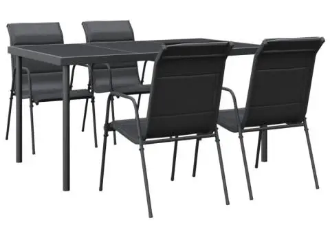 Set mobilier de grădină, 5 piese, negru, oțel și textilenă - 2/5