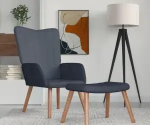 vidaXL Scaun de relaxare cu taburet, gri închis, catifea