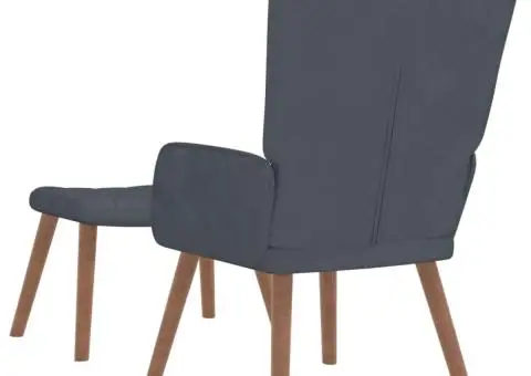 Scaun de relaxare cu taburet, gri închis, catifea - 5/5