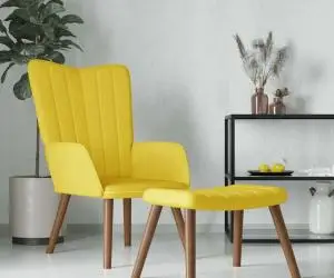 vidaXL Scaun relaxare cu taburet, galben muștar, catifea