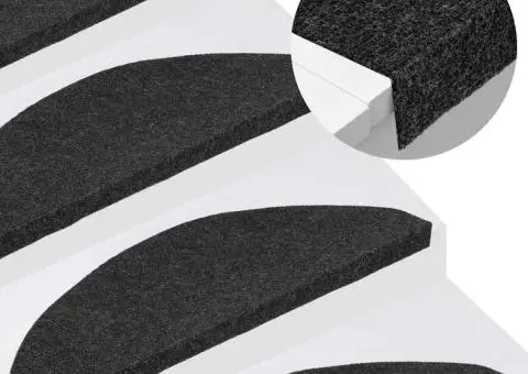 Covorașe de scări autoadezive, 10 buc., negru, 65x22,5x3,5 cm - 1/5