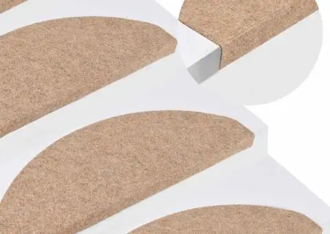 Covorașe scări autoadezive, 15 buc., bej, 65x22,5x3,5 cm - 1/5