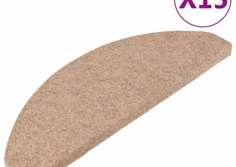 Covorașe scări autoadezive, 15 buc., bej, 65x22,5x3,5 cm - 2/5