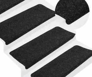 vidaXL Covorașe scări autoadezive, 15 buc., antracit, 65x24,5x3,5 cm