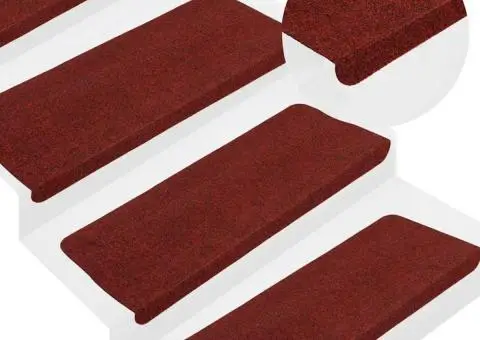 Covorașe scări autoadezive, 15 buc., roșu, 65x24,5x3,5 cm - 1/5