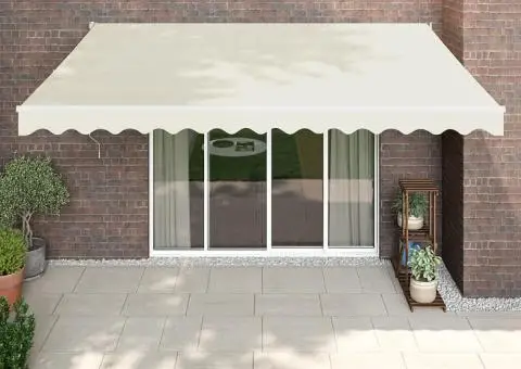 Copertină retractabilă, crem, 4x3 m, textil și aluminiu - 1/5