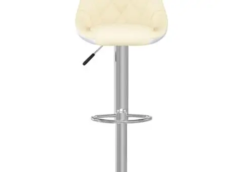 Scaune de bar, 2 buc., crem și alb, piele ecologică - 4/5