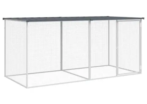 Coteț pui cu acoperiș, antracit, 203x98x90 cm, oțel galvanizat - 2/5