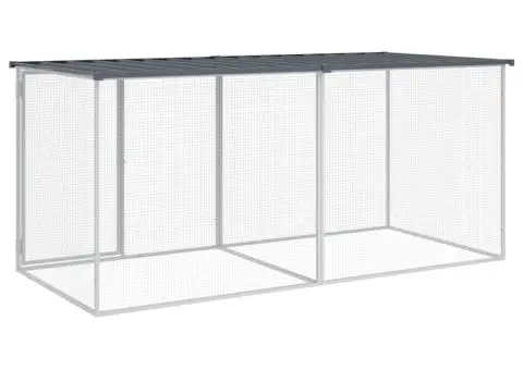 Coteț pui cu acoperiș, antracit, 203x98x90 cm, oțel galvanizat - 5/5