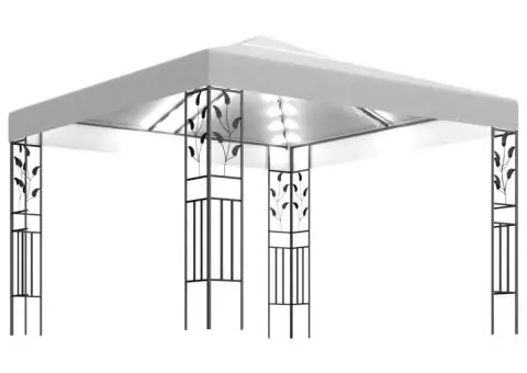 Pavilion cu șiruri de lumini LED, alb, 3x3m - 2/5