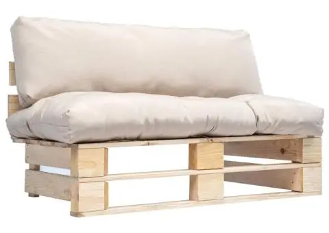 Canapea din paleți de grădină, cu perne nisipii, lemn de pin - 1/5