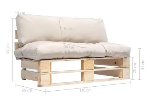 Canapea din paleți de grădină, cu perne nisipii, lemn de pin - 5/5