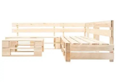 Set mobilier de grădină paleți cu perne gri, 4 piese, lemn - 4/5