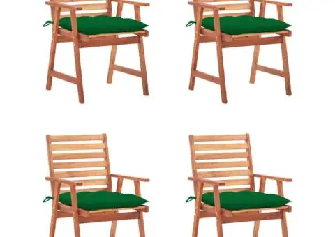 Scaune de exterior cu perne, 4 buc., lemn masiv de acacia - 1/5