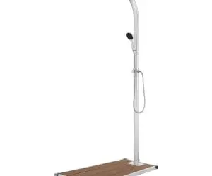 vidaXL Duș de grădină cu bază maro, 220 cm, aluminiu