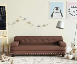 vidaXL Canapea pentru copii, maro, 90x53x30 cm, piele ecologică