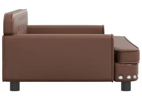 Canapea pentru copii, maro, 90x53x30 cm, piele ecologică - 4/5