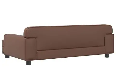 Canapea pentru copii, maro, 90x53x30 cm, piele ecologică - 5/5
