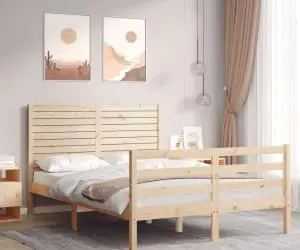 vidaXL Cadru de pat cu tăblie, 120x200 cm, lemn masiv