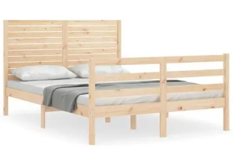 Cadru de pat cu tăblie, 120x200 cm, lemn masiv - 2/5