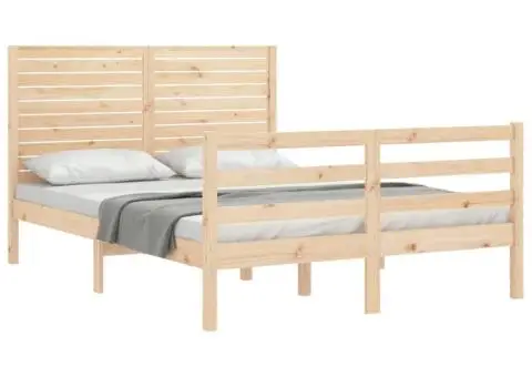 Cadru de pat cu tăblie, 120x200 cm, lemn masiv - 4/5