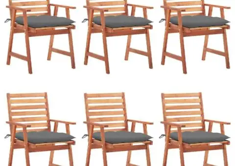 Scaune de exterior cu perne, 6 buc., lemn masiv de acacia - 1/5