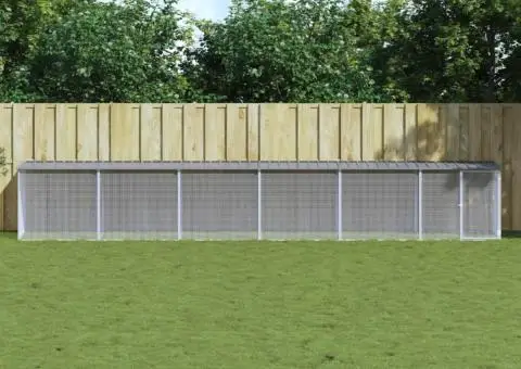 Coteț pui cu acoperiș gri deschis 603x98x90 cm oțel galvanizat - 1/5