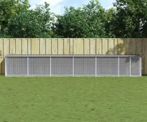 vidaXL Coteț pui cu acoperiș gri deschis 603x98x90 cm oțel galvanizat