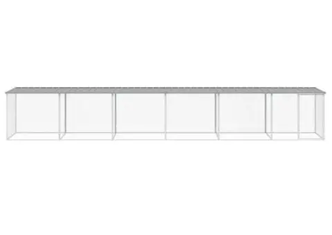 Coteț pui cu acoperiș gri deschis 603x98x90 cm oțel galvanizat - 3/5