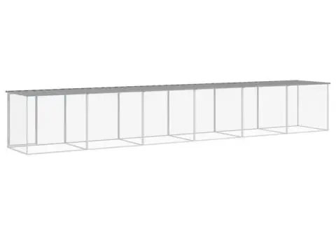 Coteț pui cu acoperiș gri deschis 603x98x90 cm oțel galvanizat - 5/5
