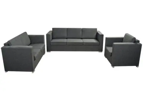 Set canapele, 3 piese, gri închis, material textil - 2/5