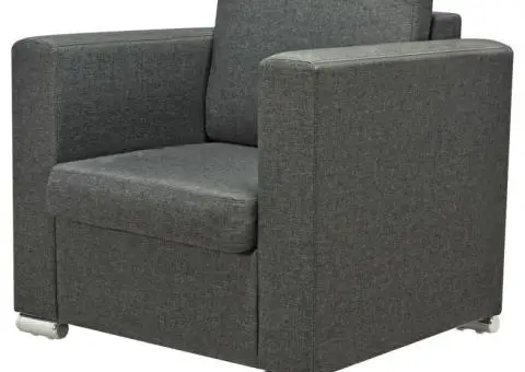 Set canapele, 3 piese, gri închis, material textil - 5/5