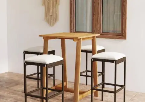 Set mobilier de bar de grădină cu perne, 5 piese, maro - 1/5