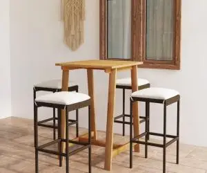 vidaXL Set mobilier de bar de grădină cu perne, 5 piese, maro