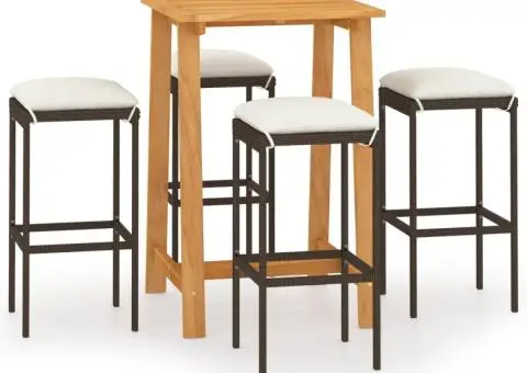 Set mobilier de bar de grădină cu perne, 5 piese, maro - 2/5