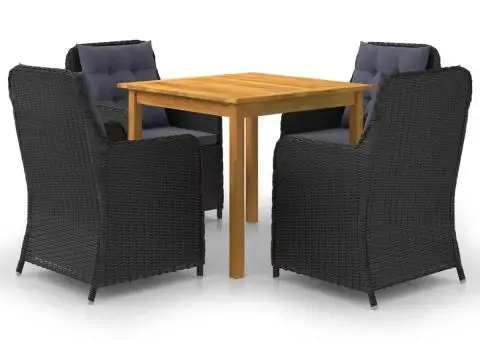 Set de masă pentru grădină, 5 piese, negru - 1/5