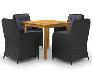 vidaXL Set de masă pentru grădină, 5 piese, negru