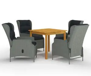 vidaXL Set de mobilier pentru grădină, 5 piese, gri deschis