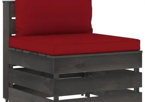 Canapea de mijloc modulară cu perne, gri, lemn tratat - 1/5