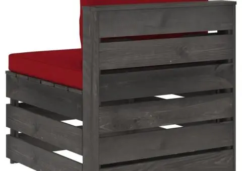 Canapea de mijloc modulară cu perne, gri, lemn tratat - 4/5