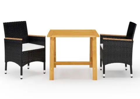 Set mobilier de grădină, 3 piese, negru - 1/5