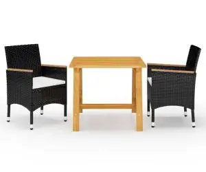 vidaXL Set mobilier de grădină, 3 piese, negru