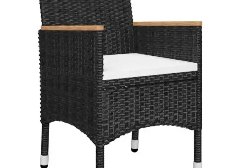 Set mobilier de grădină, 3 piese, negru - 3/5